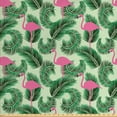 thumbnail image 1 of Ambesonne Flamingo Fabric by the Yard Upholstery, Summer Tropical Bird Palm, 3 Yards, Pink Emerald, 1 of 5