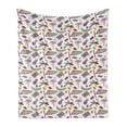 thumbnail image 1 of Flamingo Soft Flannel Fleece Blanket, Retro Vintage 80s Memphis Style Summer Elements Geometrical Natural and Colorful, Cozy Plush for Indoor and Outdoor Use, 70" x 90", Multicolor, by Ambesonne, 1 of 5