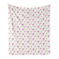 thumbnail image 1 of Flamingo Soft Flannel Fleece Throw Blanket, Cheerful Exotic Summer Holiday Pattern Cartoon Ice Cream Raspberry Palm Leaves, Cozy Plush for Indoor and Outdoor Use, 50" x 70", Multicolor, by Ambesonne, 1 of 5