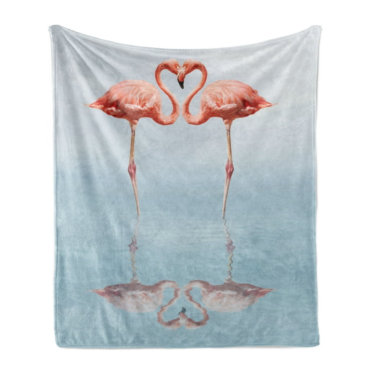 Flamingo Soft Flannel Fleece Throw Blanket Exotic Birds Necks