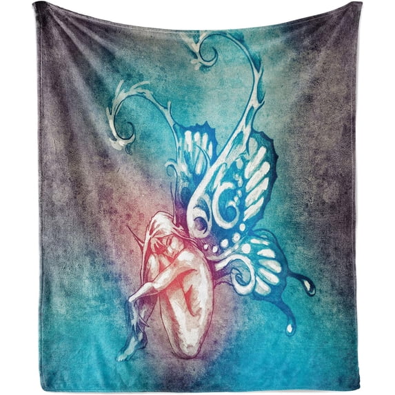 Flamingo Soft Flannel Fleece Throw Blanket, Flamingos with Exotic Hawaiian Leaves Flowers on Striped Vintage Background, Cozy Plush for Indoor and Outdoor Use, 50" x 70", Green Pink A1