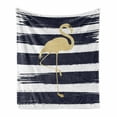 thumbnail image 1 of Flamingo Soft Flannel Fleece Throw Blanket, Golden Yellow Flamingo Design Theme with Brushstroke Background, Cozy Plush for Indoor and Outdoor Use, 70" x 90", Dark Blue Mustard White, by Ambesonne, 1 of 6