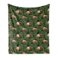 thumbnail image 1 of Flamingo Soft Flannel Fleece Throw Blanket, Repetitive Pattern of Exotic Bird and Monstera Leaves, Cozy Plush for Indoor and Outdoor Use, 60" x 80", Charcoal Grey Dark Salmon, by Ambesonne, 1 of 5