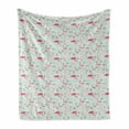 thumbnail image 1 of Flamingo Soft Flannel Fleece Throw Blanket, Tropical Summer Exotic Birds and Palms, Cozy Plush for Indoor and Outdoor Use, 50" x 70", Pale Blue Pastel Pink, by Ambesonne, 1 of 5