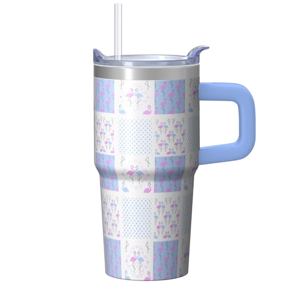Flamingo Stainless Steel Insulated Coffee Cup with Handle 20OZ Tumbler Mug Leak Resistant Double Wall Vacuum Design Perfect Gifts for Women Girls on Birthday Christmas Summer