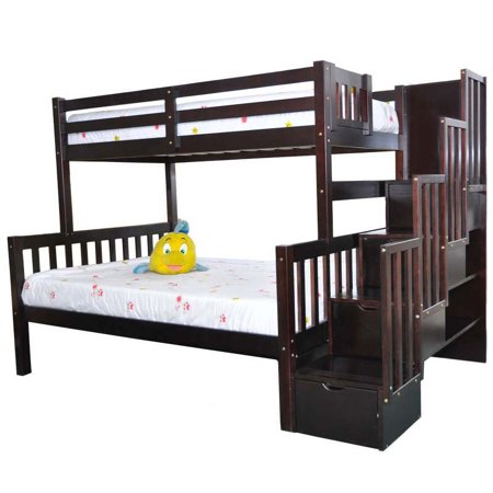 Flamingo Stairway Twin over Full Bunk Bed Espresso