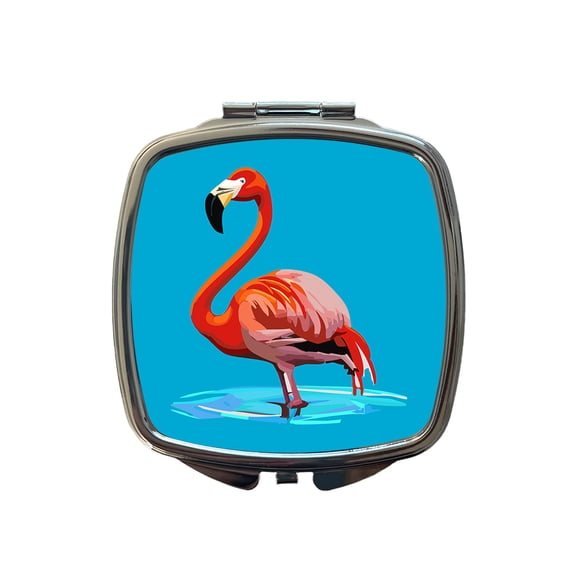 Flamingo Standing in Water Travel Makeup Handbag Purse Small Pocket Compact Mirror
