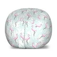 thumbnail image 1 of Flamingo Storage Toy Bag Chair, Pale Color Abstract Coconut Palm Tree Silhouettes Retro Pink Birds, Stuffed Animal Organizer Washable Bag, Small Size, Mint Green Pale Pink, by Ambesonne, 1 of 3