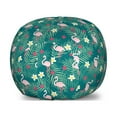 thumbnail image 1 of Flamingo Storage Toy Bag Chair, Tropical Plants Hibiscus Petals on Palm Leaf Botany Paradise, Stuffed Animal Organizer Washable Bag, Large Size, Dark Teal Rose Magenta, by Ambesonne, 1 of 3