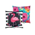 thumbnail image 1 of Flamingo Stripes and Flowers Interchangeable Pillow Cover, 1 of 3