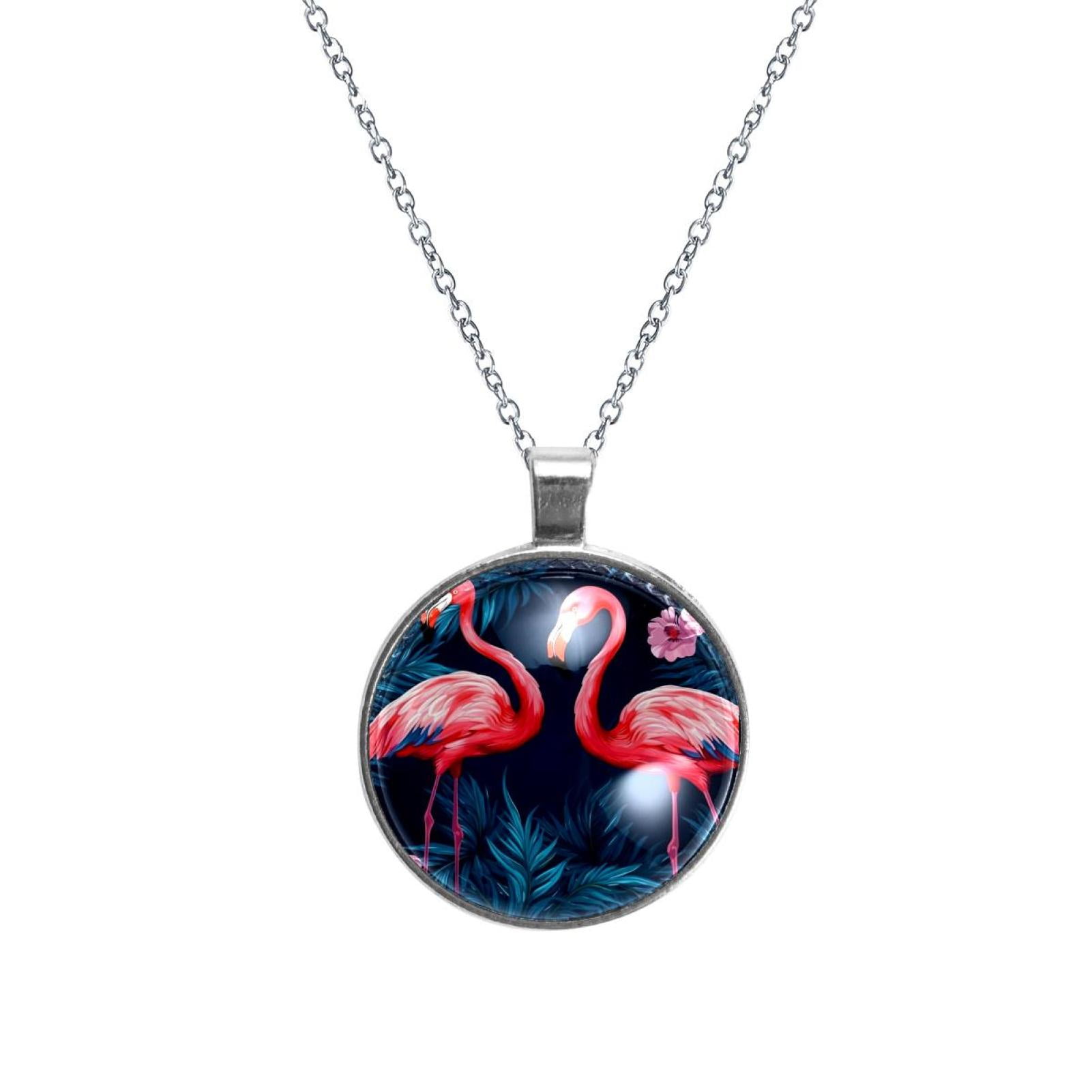 Flamingo Stunning Glass Pendant Women's Necklaces - Walmart.com