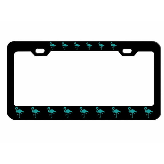 Flamingo Style Metal License Plate Frame Personalized/Car Accessories Car Tag Holder Cover (Black/Turquoise)