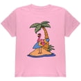 thumbnail image 1 of Flamingo Summer Palm Tree Youth T Shirt Light Pink YLG, 1 of 1