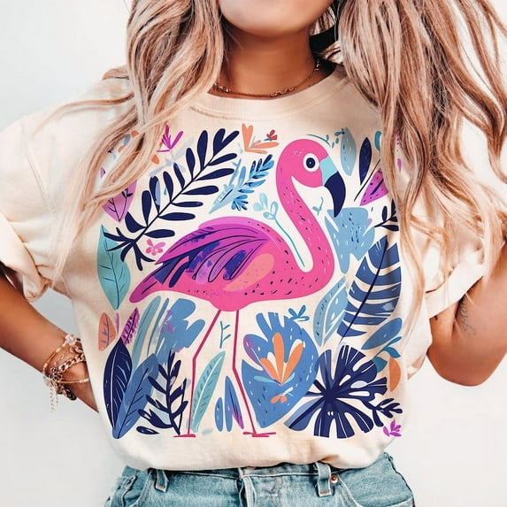 Flamingo Summer T-shirt, Vintage Summer T-shirt, Funny Summer T-shirt, Summer girl T-shirt, Flamingo T-shirt, Pink Summer T-shirt.