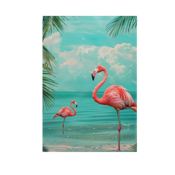 Flamingo Summer Tropical Palm Tree Garden Flag House Banner 12" x 18" Double Sided Outdoor Yard Decoration