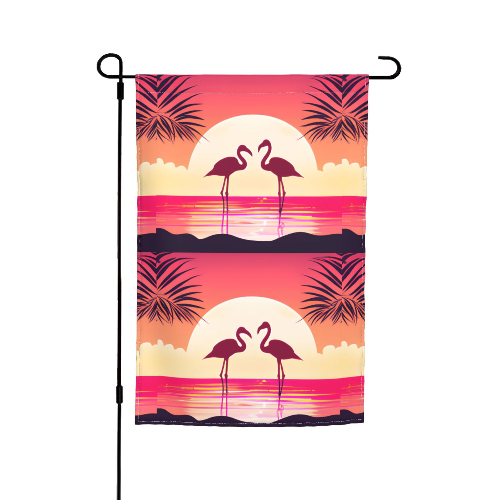 Flamingo Sunset Landscape Garden Flag 12x18 Inch, Double Sided Outside
