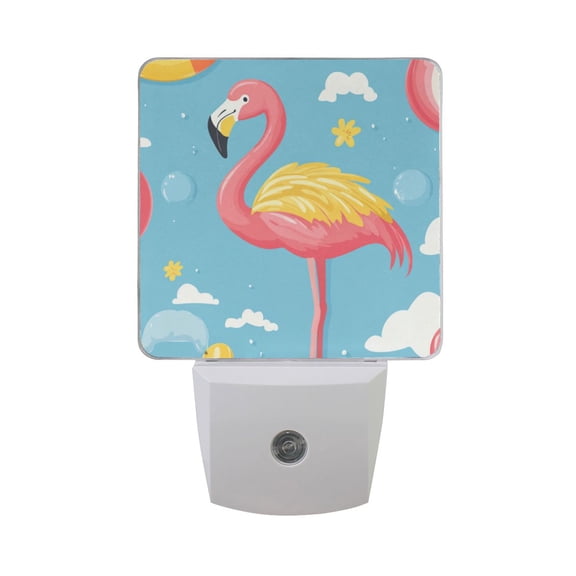 Flamingo Swim Circles Cartoon LED Night Light with Smart Sensor Plug Into Wall Dusk to Dawn 2 packs