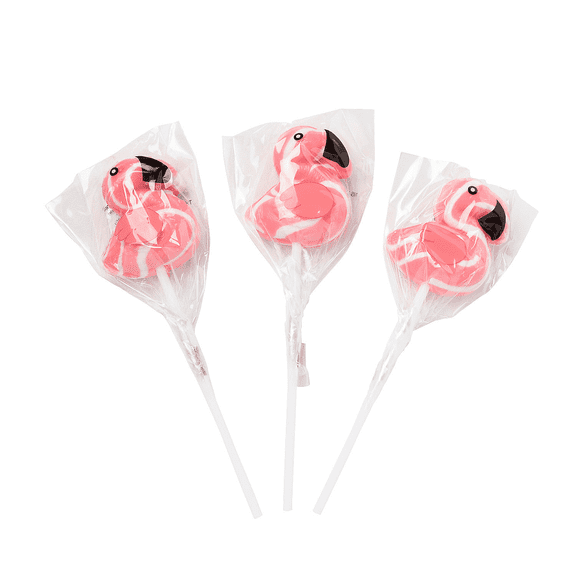 Flamingo Swirl Lollipops, 12 Pieces, Individually Wrapped, Birthday Party Candy Supplies for Kids