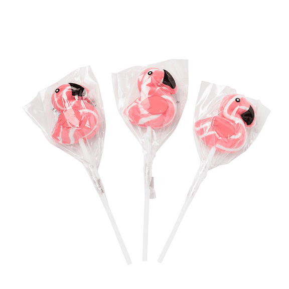 Flamingo Swirl Strawberry Lollipops  12 Ct., 1 3/4" Pink Suckers on Sticks, Individually Wrapped Party Favors