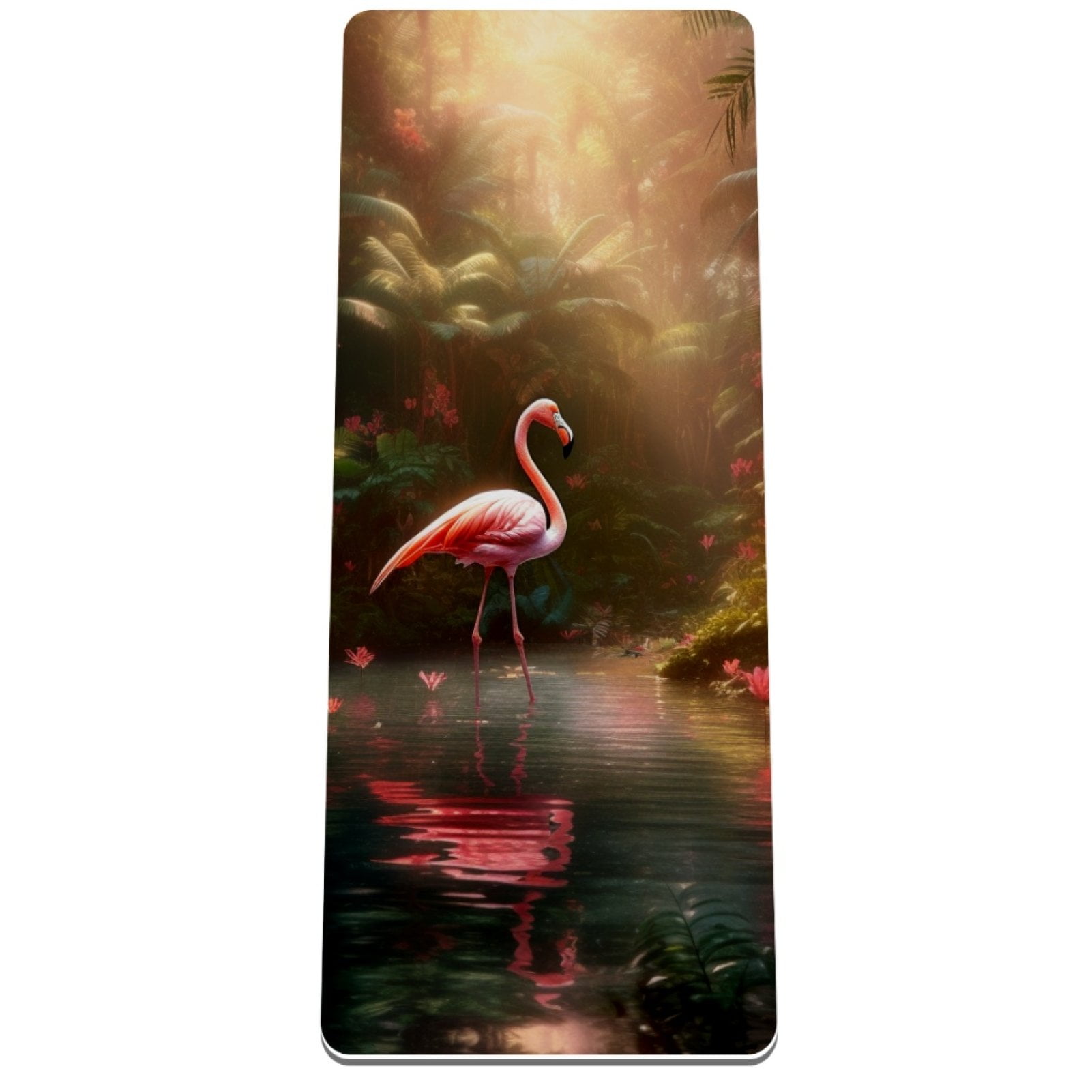 QCBF Foldable Yoga Mat For Women - Non Slip Exercise Mat With Strap, 72x24 Inch, Pink