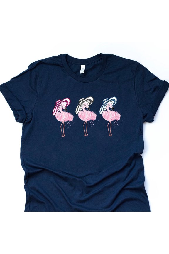 Flamingo Tee, Three Flamingos With Striped Hats Shirt Unisex S-5XL Hot Trending Shirt, Vintage Birthday Gift