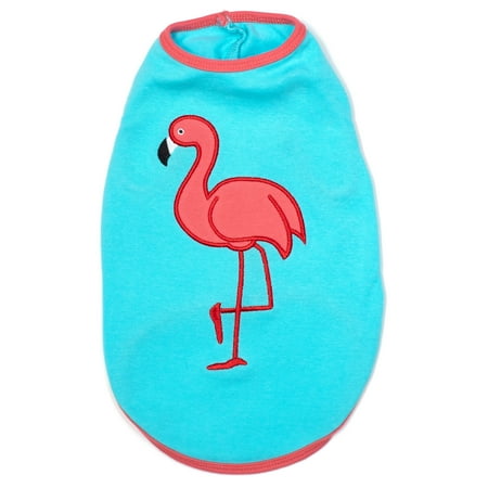 The Worthy Dog Appliqué Flamingo Graphic Sleeveless Dog Tee