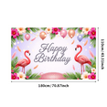 thumbnail image 1 of Flamingo Theme Happy Birthday Banner Tropical Design Floral Pattern for Outdoor Celebration Garden Party Photography Backdrop, 1 of 8
