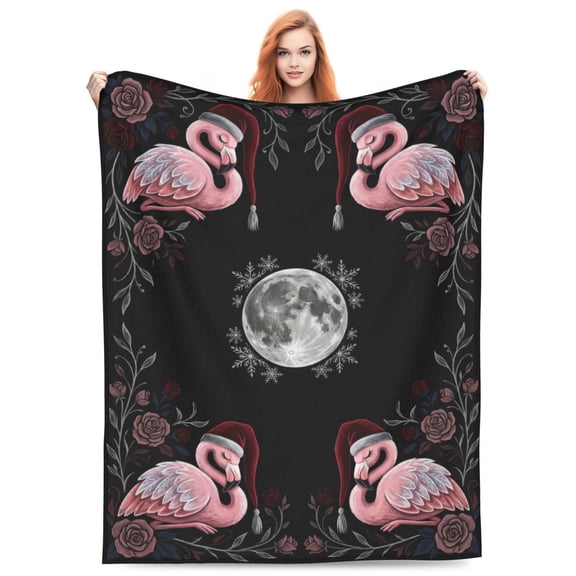 Flamingo Throw Blanket, Christmas Flamingo Blanket, Soft Warm Cozy Fuzzy Plush Fleece Blanket, Home Decor Gift for Couch, Bed, Sofa 50x40