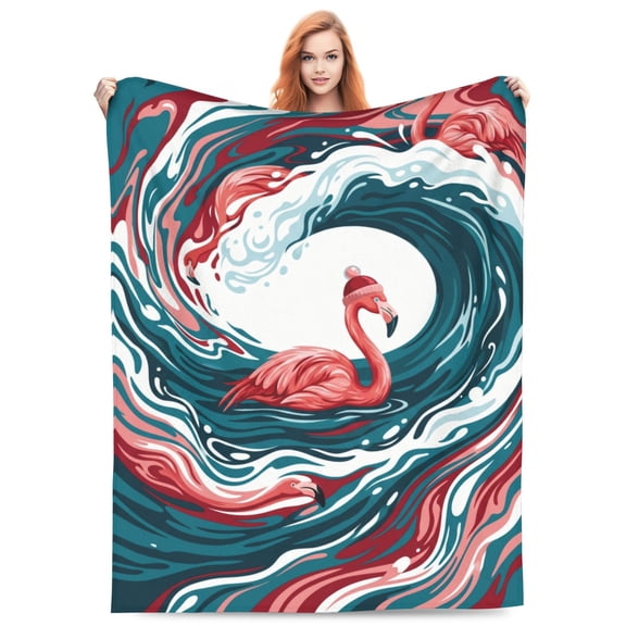 Flamingo Throw Blanket, Christmas Flamingo Blanket, Soft Warm Cozy Fuzzy Plush Fleece Blanket, Home Decor Gift for Couch, Bed, Sofa 50x40