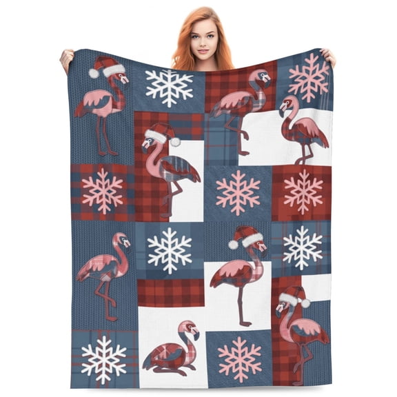 Flamingo Throw Blanket, Christmas Flamingo Blanket, Soft Warm Cozy Fuzzy Plush Fleece Blanket, Home Decor Gift for Couch, Bed, Sofa 50x40