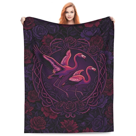Flamingo Throw Blanket, Warm Plush Flannel Blanket, Super Soft Fleece Cozy Fuzzy Flamingoes Blanket, Gift for Women & Men, Room Decor 50x40