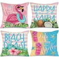 thumbnail image 1 of Flamingo ​Throw Pillow Covers 18 X 18 Inch Decorative Pink Bird Pillowcases Tropical beach Leaves Cushion Covers for Sofa Couch Summer Holiday Home Decor, 1 of 5
