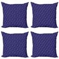 thumbnail image 1 of Ambesonne Flamingo Throw Pillow Cover 4 Pack, Wavy Lake Birds, 20", Violet Blue Dark Coral, 1 of 2