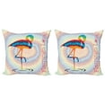 thumbnail image 1 of Ambesonne Flamingo Throw Pillow Cover 2 Pack, Rainbow Colored Birds, 18", Multicolor, 1 of 6