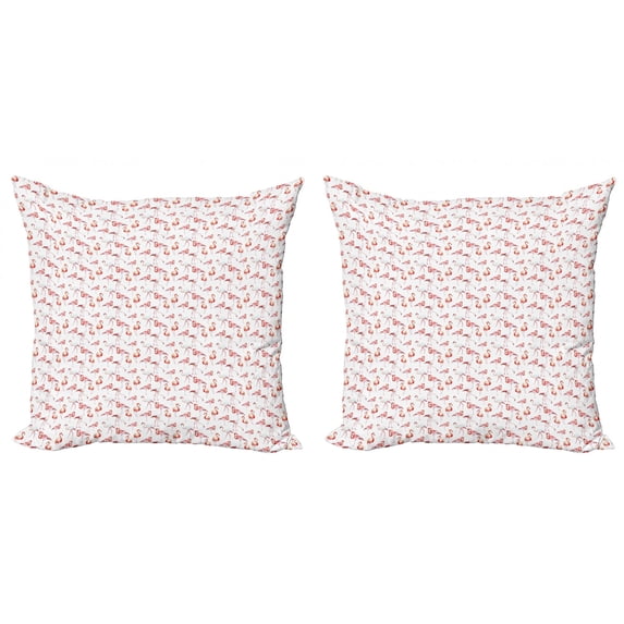 Ambesonne Flamingo Throw Pillow Cover 2 Pack, Hawaii Springtime, 16", Orange Coral White