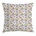 thumbnail image 1 of Flamingo Throw Pillow Cushion Cover, Retro Vintage 80s Memphis Style Summer Elements Geometrical Natural and Colorful, Decorative Square Accent Pillow Case, 18 X 18 Inches, Multicolor, by Ambesonne, 1 of 2