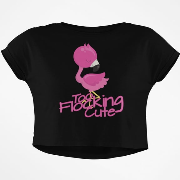 Flamingo Too Flocking Cute Junior Boxy Crop Top T Shirt