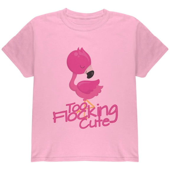Flamingo Too Flocking Cute Youth T Shirt Light Pink YXL