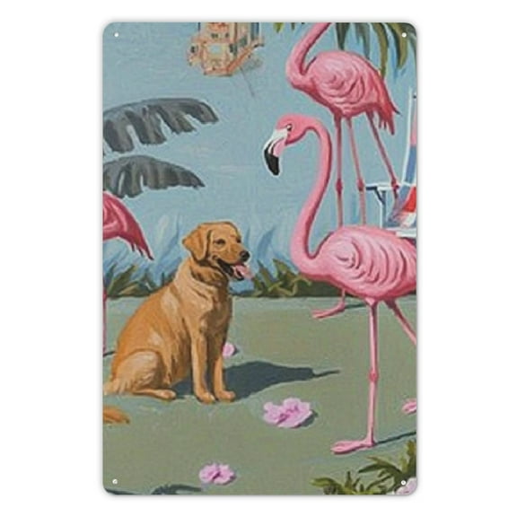Flamingo Trailer Park Metal Vintage Tin Sign Wall Decoration 12x8 inches for Cafe Coffee Bars Restaurants Man Cave Decorative