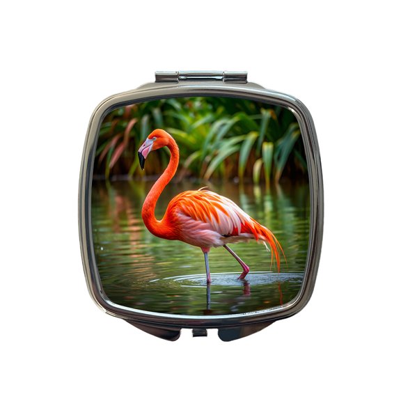Flamingo Travel Makeup Handbag Purse Small Pocket Compact Mirror