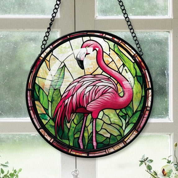 Flamingo Tree Stained Glass, Flamingo for Christmas 2025, Flamingo Christmas Keepsake, Christmas Hanging Décor 8zhAMd
