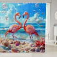 thumbnail image 1 of Flamingo Tropical Animals Fabric Shower Curtain,Summer Beach Shower Curtain,Hawaiian Style Waterproof Shower Curtain for Bathroom,72 Inch Long, 1 of 5