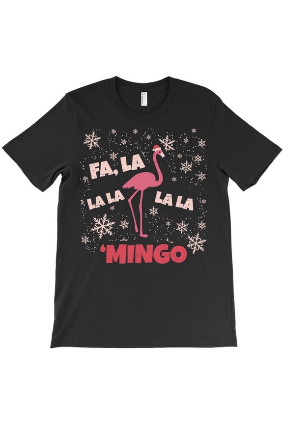Flamingo Tropical Fa La La Lamingo Funny Christmas Lady's Melanin Flamingo Graphic - Durable Stitching, H23372 Unisex T-Shirt, Up to 5XL Available