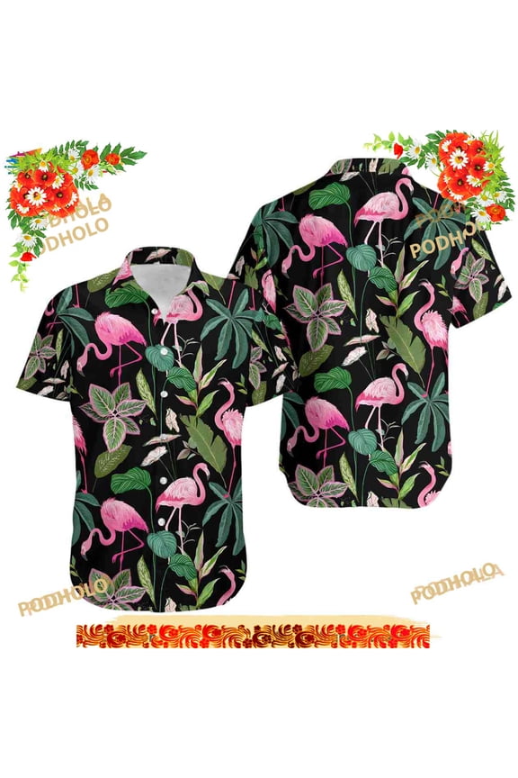 Flamingo Tropical Hawaiian Shirt, Flamingo Aloha Shirt