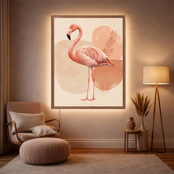 Flamingo Tropical LED Wall Art, Backlit, Ambient Glow Poster, Poster Only