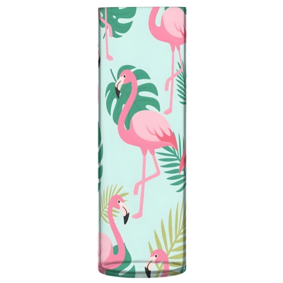 Flamingo Tropical Leaves Pattern Vase Flower Vase Clear Unbreakable Plastic Tall Decorative 11.8in