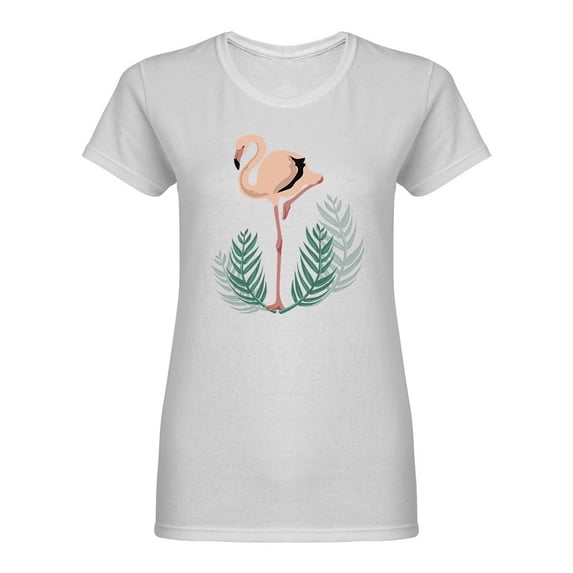 Flamingo Tropical Leaves Shaped T-Shirt Women -Image by Shutterstock, Female XX-Large