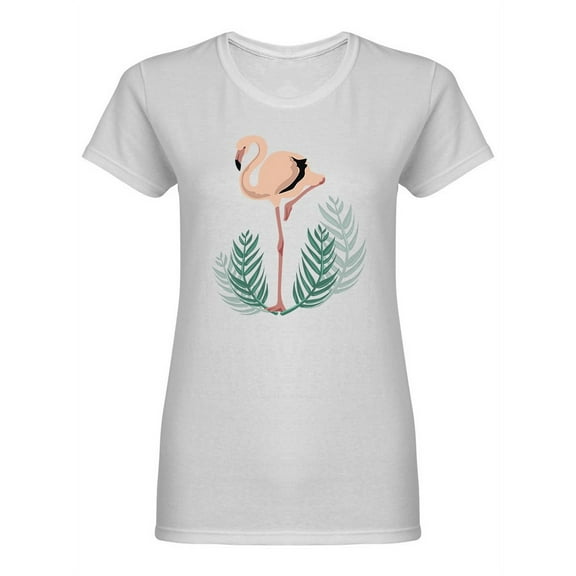 Flamingo Tropical Leaves  Shaped T-Shirt Women -Image by Shutterstock, Female x-Large