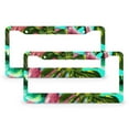 thumbnail image 1 of Flamingo Tropical Palm Leaves License Plate Cover 2 Pcs Set Jungle Palm Leaves License Plate Frame License Plate Shield Frame for Women Men Stainless Aluminum License Plate Frame, 1 of 6
