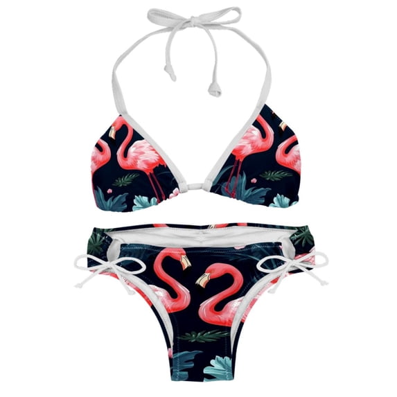 Flamingo Tropical Rainforest Detachable Sponge Adjustable Strap Bikini Set Two-Pack Swim Suits for WomenToolStrip with applicable scenes